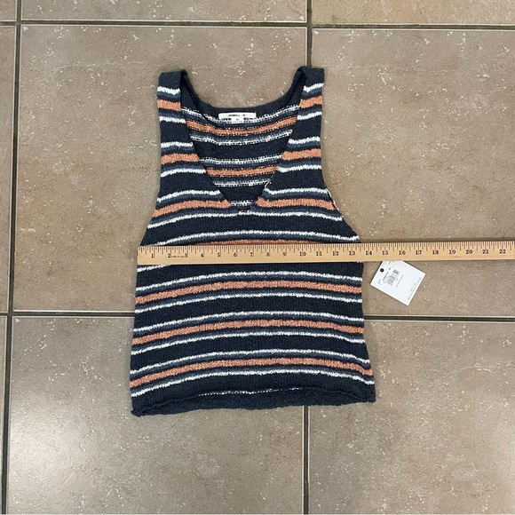 NEW O'Neill Montauk Stripe Knit Sweater Tank Top Slate Blue Grey Womens Medium - Picture 7 of 8